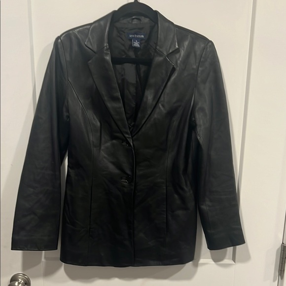 Ann Taylor Black Leather Blazer/Jacket - Picture 1 of 5